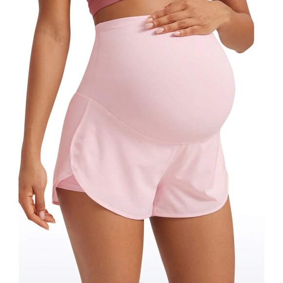 CRZ Yoga Feather-Fit Soft 2 in 1 Maternity Short 3'' Strawberry Pink Size Small - Picture 1 of 5